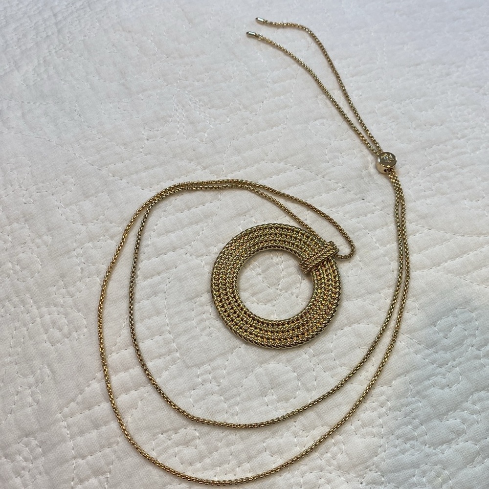 Lauren Ralph Lauren Gold-Tone Rope Multi-Row Open Circle 36” Pendant Necklace - Picture 9 of 16